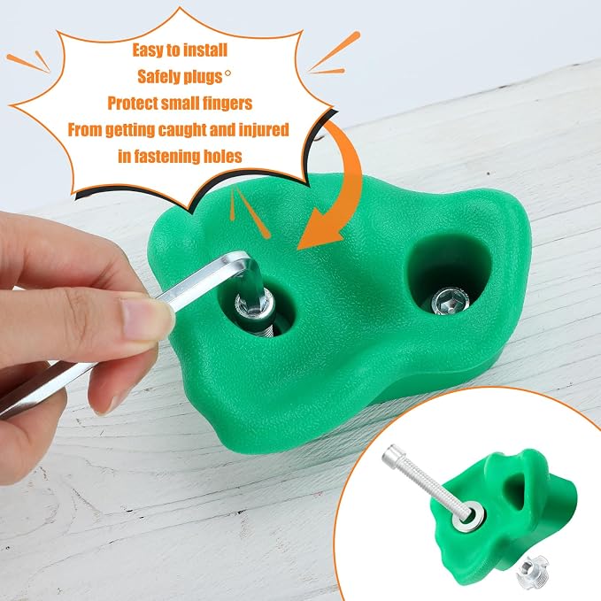 Meooeck 40 Pcs Rock Climbing Holds Set for Kids with Mounting Screws and 2 Wrenches, Mix Colored Climbing Rocks DIY Wall Grip Kits for Outdoor Indoor Playground Backyard Play Set
