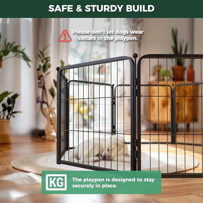 FXW Homeplus Indoor Dog Playpen with Divider Connectors, 24" H, 12 Panels | Calm Indoor Play Area, Two-Zone Layout, For Puppies & Small Dogs, Patented