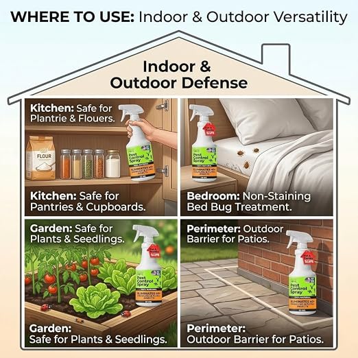 Nature’s Dome Pest Control Spray 32 Oz | Natural Ant Killer & Bug Spray for Indoor & Outdoor Use | Eco-Friendly Bug Spray for Flea, Ticks, Ant & Mosquitos | Safe for Pets and Kids