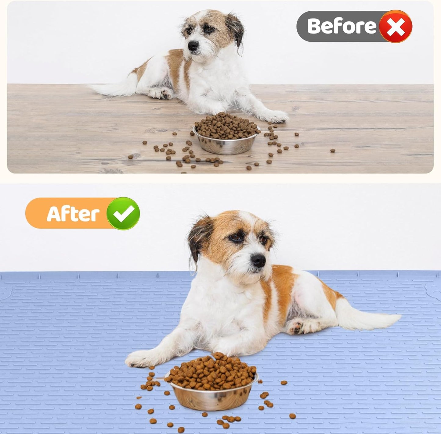 Dog Food Mat, Extra Large 40" x 28" Silicone Pet Feeding Mat with Raised Edge Pet Placemat for Small, Medium, and Large Pets Non-Slip, Easy to Clean (Blue)