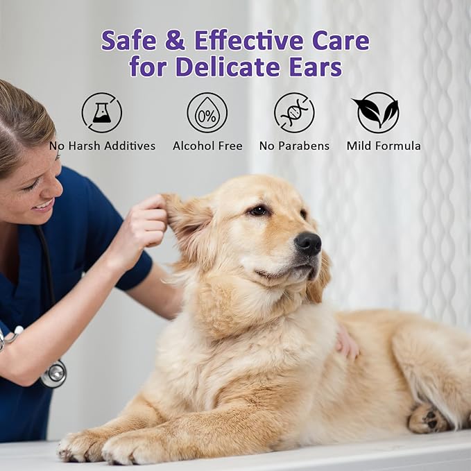 PawBubble Ear Wipes for Dogs and Cats, Dog Ear Finger Wipes, Gentle Ear Cleaner for Wax, Dirt & Odor, Relieves Discomfort & Soothes Ears, Non-Irritating, 50 Count