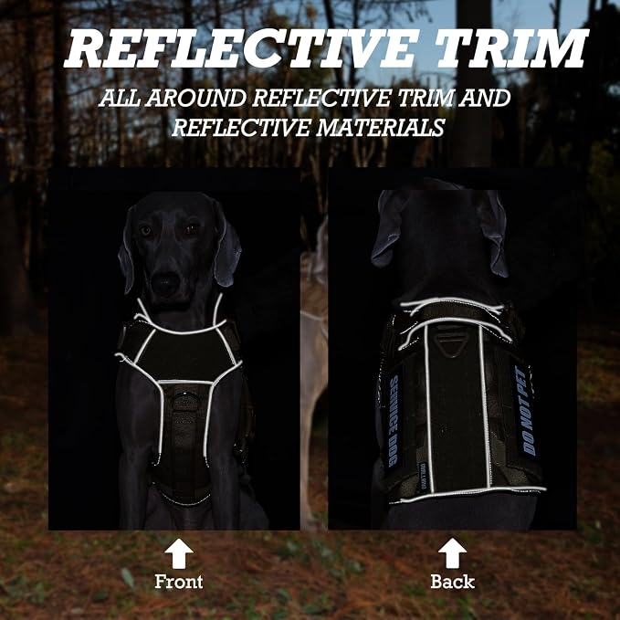 Tactical Dog Harness for Large, No Pull Adjustable Reflective MOLLE Service Dog Harness with Do Not Pet Patches, Military K9 German Shepherd Dog Vest for Training Walking Hunting Brown