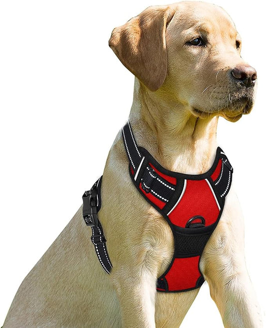 BARKBAY Dog Harness No Pull for Small Sized Dog Front Back Clips,Dog Vest | Soft Padded No Choke With Handle,Easy On&Off,Adjustable Reflective For Walking Training Running(Red,XS)