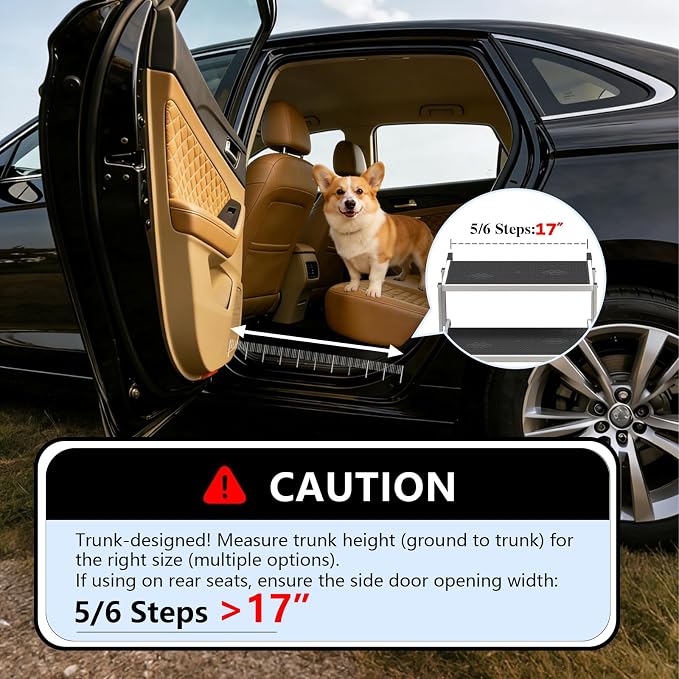 Dog Steps for Car & SUV – 6-Step Foldable Pet Stairs for Large Dogs, Non-Slip Heavy-Duty Plastic Dog Stairs, Lightweight & Portable Vehicle Access, Great Alternative to Dog Ramp for Truck
