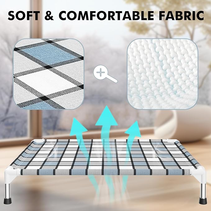 Caghash Elevated Outdoor Raised Dog Bed, Lifted Dog Cot for Medium Pet | Breathable Fabric Dog bed for Indoor & Outdoor, Stainless Steel, Anti-Slip Pet Bed
