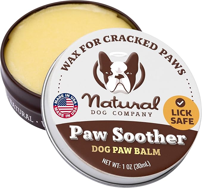 Natural Dog Company Paw Soother Balm & Wax - Dog Paw Balm & Moisturizer for Dry, Cracked Paw Pads, Helps Moisturize & Condition Winter-Worn Paws, Coconut Oil & Calendula, Daily Paw Care, 1 oz Tin