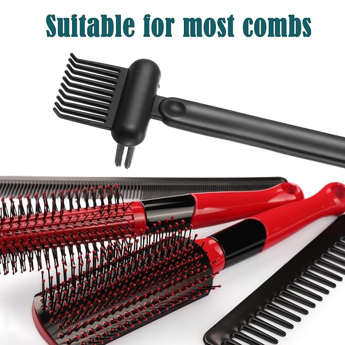 2-in-1 Hair Brush Cleaner & Remover Tool Brush Cleaning Tool Comb Cleaner Effective Hairbrush Cleaners Small and Portable for Travel Man Woman Home Salon Removing Hair Dust(Green)