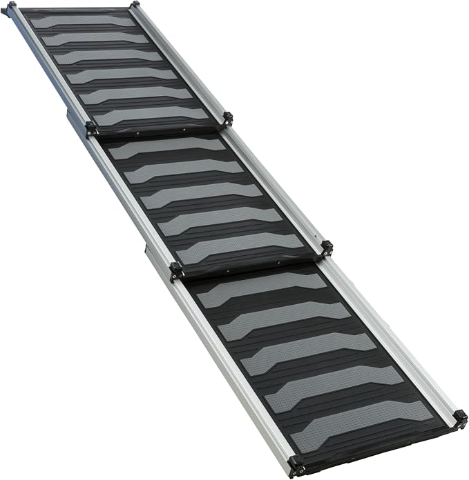 Trixie Telescoping Dog Ramp, Silver/Black | Adjustable Lengths, Made of Lightweight Aluminium, Ideal for Cars and SUVs, Easily Adjustable