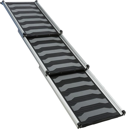 Trixie Telescoping Dog Ramp, Silver/Black | Adjustable Lengths, Made of Lightweight Aluminium, Ideal for Cars and SUVs, Easily Adjustable