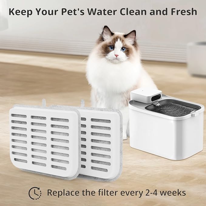 Filter Unit Rect For E VERSWEET MAX Cordless 105fl oz/3L Pet Cat Water Fountain Filter Replacement (Square-5 Filters+5 Sponges)