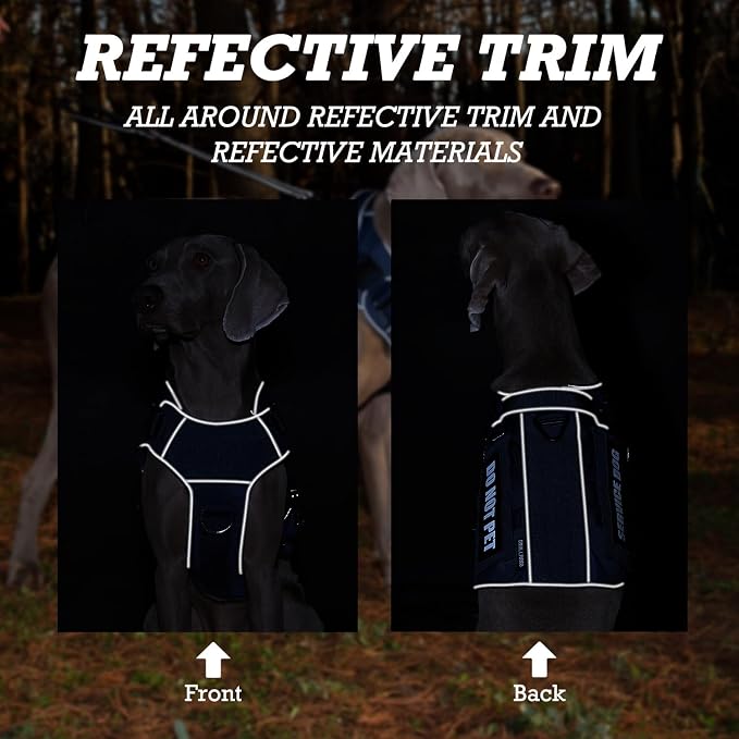Tactical Dog Harness for Large Dogs, Heavy Duty Dog Harness with Handle, Adjustable Reflective Military German Shepherd Dog Vest Harness with Do Not Pet Patches for Hiking Training Grey