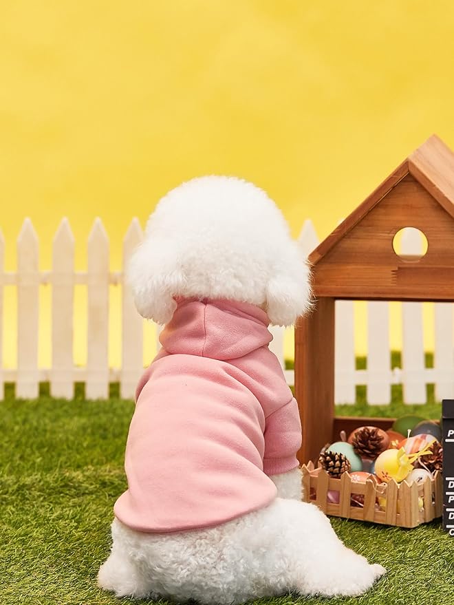 QWINEE Basic Dog Hoodie Sweatshirt Puppy Sweater Warm Cat Costumes Pet Clothes for Chihuahua Puppy Kitten Small Medium Dogs Black and Pink Large