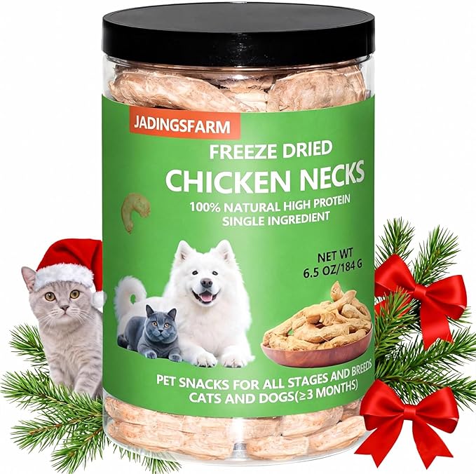 Freeze-Dried Raw Chicken Necks Dogs Treats- Single Ingredient High Protein Training Treats & Dental Chews - Grain Free, Gluten Free, 6.5 oz (Chicken Necks)