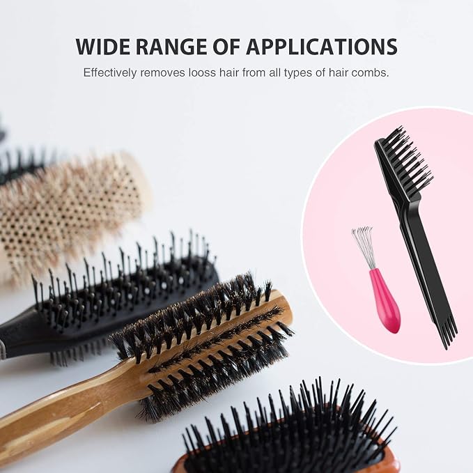 Boao 4 Pcs Hair Brush Cleaning Set Tool Mini Hair Cleaning Brush Cleaner Tool for Removing Dust Home Salon Use(Black)