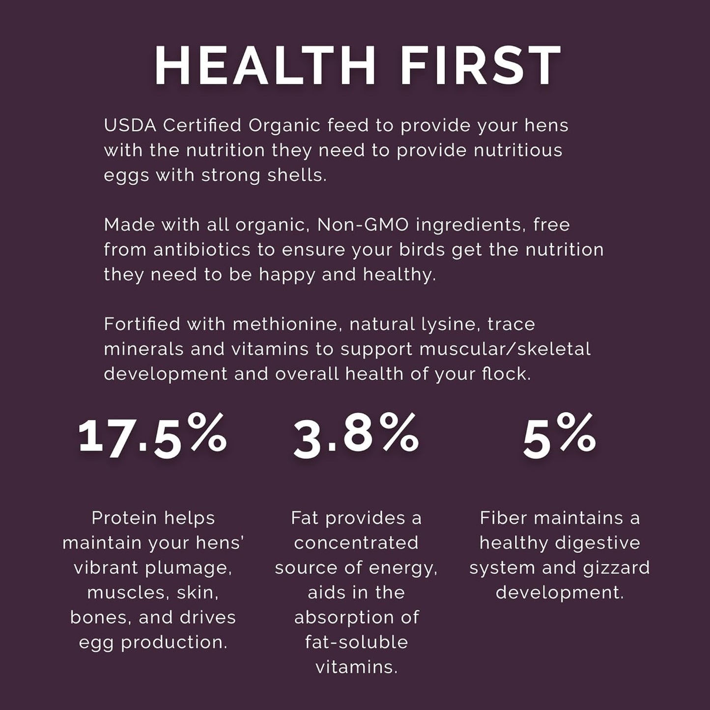 Layer Crumb Feed, 40lbs - Non-GMO, High-Protein Poultry Feed for Healthy Hens & Nutritious Eggs, 17.5% Protein - USDA Certified Organic Blend, Soy & Corn-Free