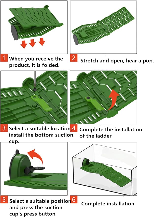 Turtle Resting Basking Platform, Turtles Ramp Tortoise Foldable Climbing Ladder Resting Terrace for Frog Terrapin Reptiles Amphibian Habitat Hideouts Aquarium Floating Dock (Green, S)