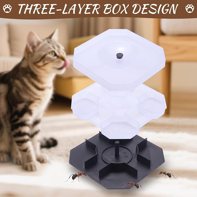 Wellness Pet Food Tray for Ant, Cat Food Bowls Tray Dog Feeding Station Outdoor Feeder Plastic Shelf with Lip for Small Dogs Feral Cats
