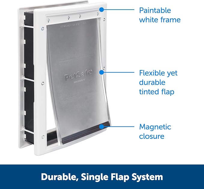PetSafe Plastic Dog & Cat Door, Pets Up to 220 lb, X-Large | Flap Opening 13 5/8 in W x 23 5/8 in H, Snap-on Closing Panel, Paintable Frame, Easy DIY Install