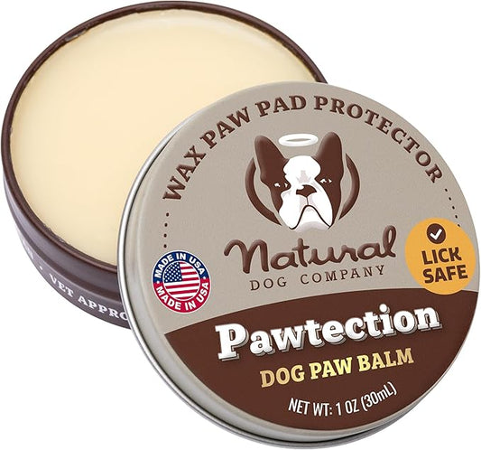 Natural Dog Company PawTection Balm for Dogs – Winter Paw Protection from Snow, Ice & Salt, Wax-Based Paw Barrier Balm, All Breeds for Cold Weather Walks & Outdoor Adventures, Lick-Safe, 1 oz Tin