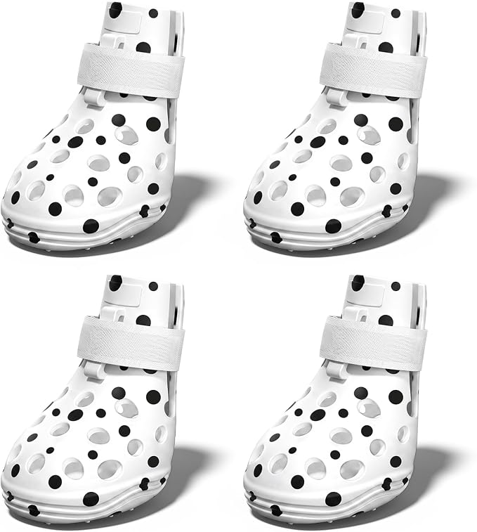Dog Shoes for Hot Pavement, Breathable Dog Boots Paw Protectors with Adjustable Straps & Non-Slip Sole, Easy On & Off, Waterproof, Easy-Cleaning (White Speckles, XS)