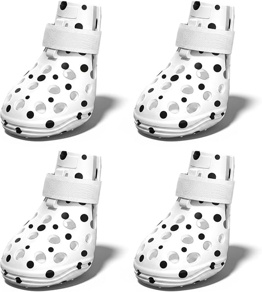 Dog Shoes for Hot Pavement, Breathable Dog Boots Paw Protectors with Adjustable Straps & Non-Slip Sole, Easy On & Off, Waterproof, Easy-Cleaning (White Speckles, XS)