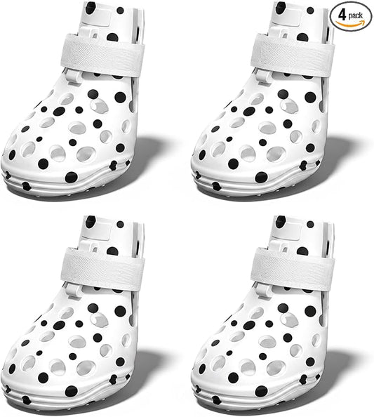 Dog Shoes for Hot Pavement, Breathable Dog Boots Paw Protectors with Adjustable Straps & Non-Slip Sole, Easy On & Off, Waterproof, Easy-Cleaning (White Speckles, S)