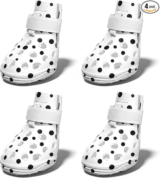 Dog Shoes for Hot Pavement, Breathable Dog Boots Paw Protectors with Adjustable Straps & Non-Slip Sole, Easy On & Off, Waterproof, Easy-Cleaning (White Speckles, XL)