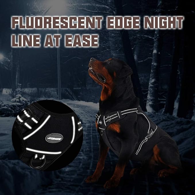 AUROTH Tactical Dog Harness for Large Dogs No Pull Adjustable Pet Harness Reflective K9 Working Training Easy Control Pet Vest Military Service Dog Harnesses