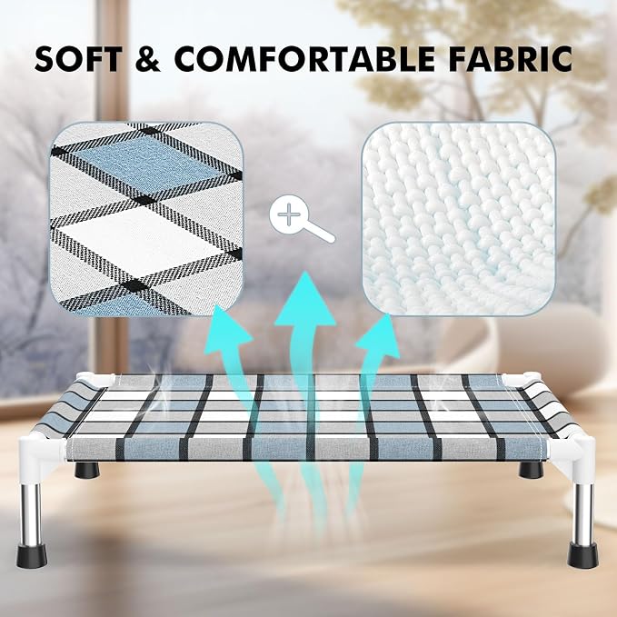 Caghash Elevated Outdoor Raised Dog Bed, Lifted Dog Cot for Small Pet | Breathable Fabric Dog bed for Indoor & Outdoor, Stainless Steel, Anti-Slip Pet Bed