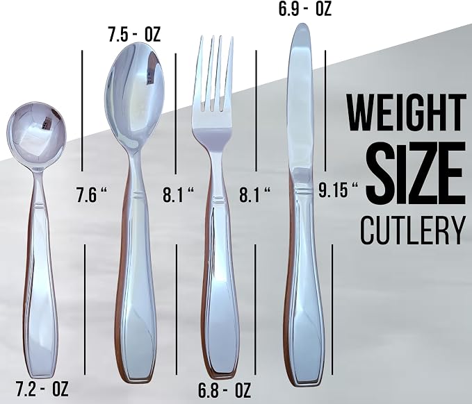 Weighted silverware for hand tremors for Parkinsons, Arthritis | Heavy utensils for tremors | Weighted eating utensils | Gifts for parkinsons & Artritis.