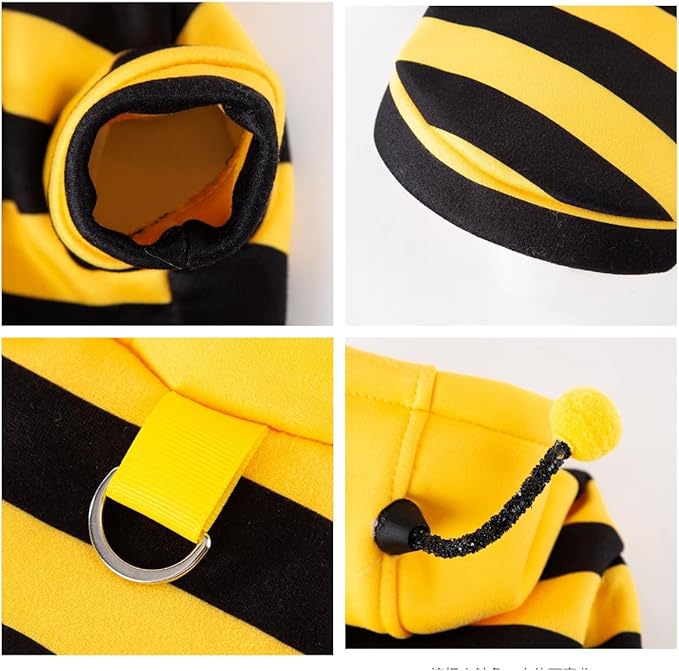 Selena Cat Bee Antennae Costume Hoodies Cute Bee Stripes Dog Kitten Puppy Pet Apparel (X-Small,Yellow&Black)