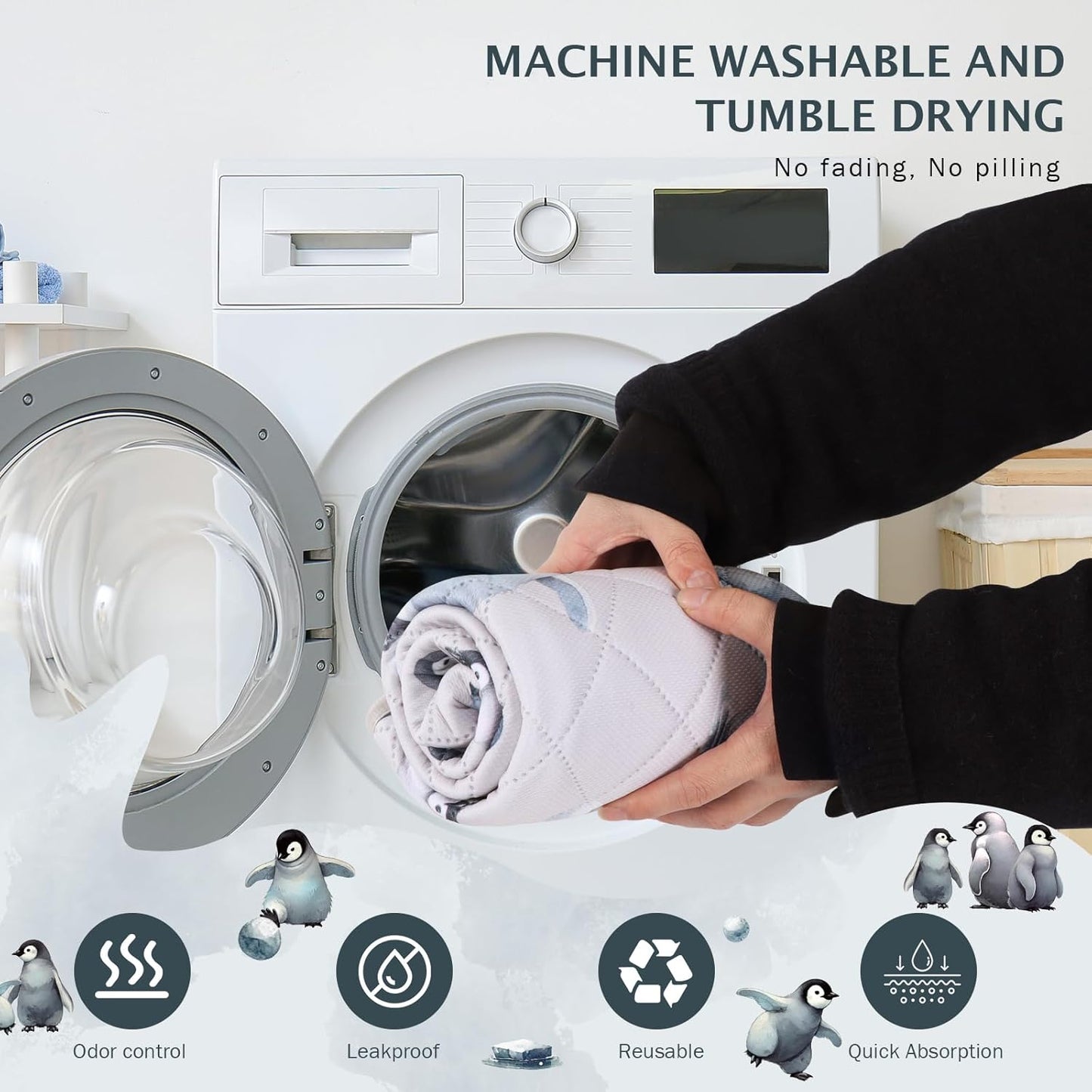 IEUUMLER Washable Pee Pads for Dogs, 1 Pack Reusable Waterproof Puppy Pads, Non-Slip Super Absorbent Dog Training Pad for Playpen Crate Bed EU012