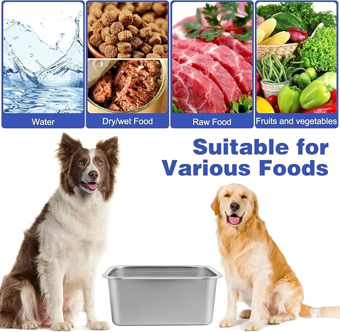 4 Gallon Large Dog Water Bowl, Stainless Steel Bowl for Giant Dogs | 4 Gallon Capacity, 15.7 x 11.8 x 6 in Size, Wide Rectangular Opening, Food or Water Use, Easy to Clean, Medium to Giant Dogs