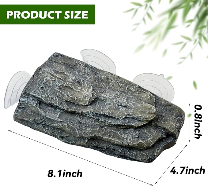 kathson Turtle Basking Platform,Tortoise Tank Rocks with 3 Suction Cups Tortoise Climbing Platform Turtle Habitat Decorations Terrace for Frogs,Terrapins,Juvenile(Grey)