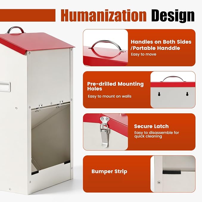 25lbs Automatic Dog Feeder Large Breed Gravity Dog Food Dispenser | Internal Door Lock‑in Design, Heavy Duty Galvanized Dog Feeder, for Multiple Dog Breeds Pets Indoor Outdoor