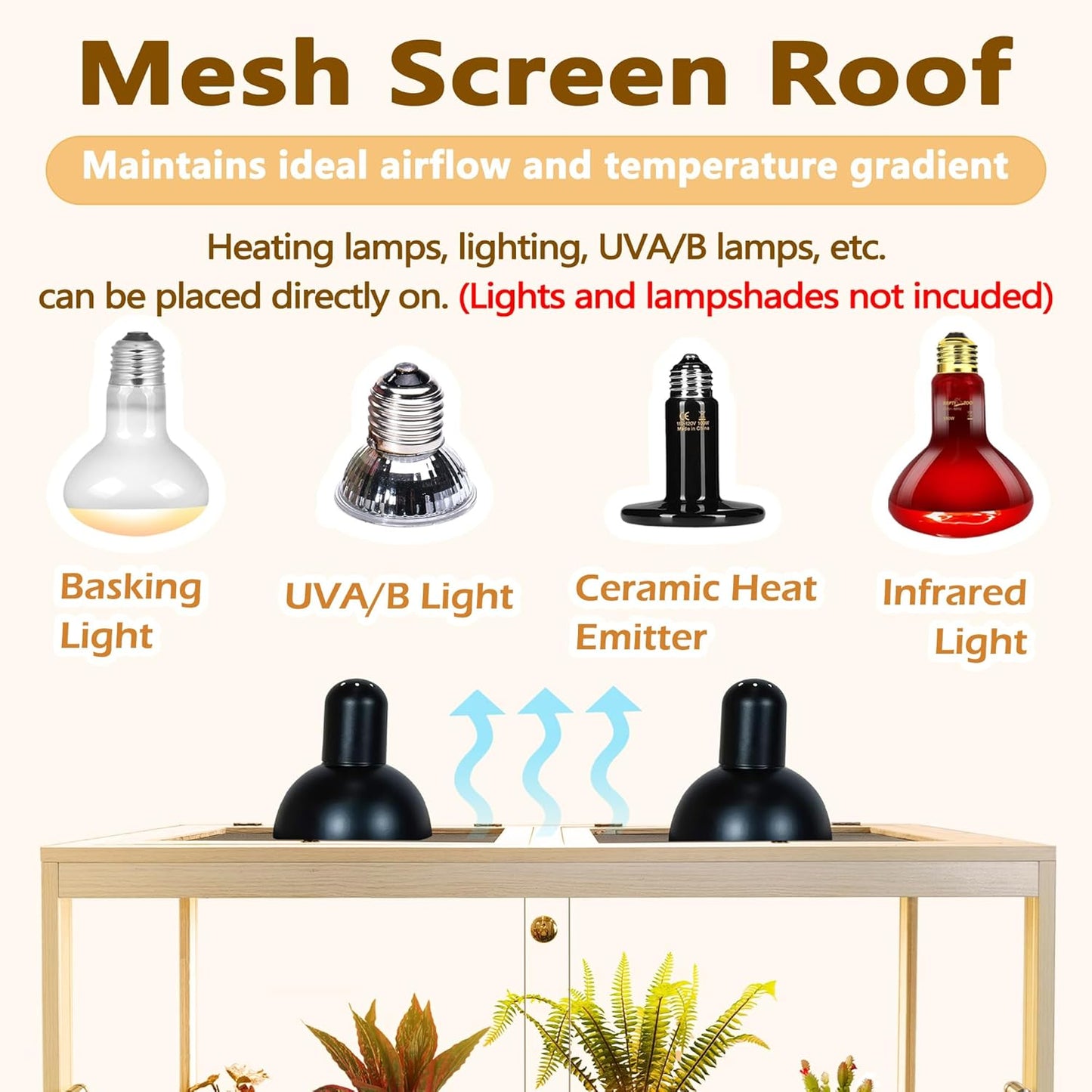 Prolee Reptile Terrarium Tank 60 Gallon Maximum, Lizard Tank Bearded Dragon Tank with Metal Mesh Roof Door, Snake Tank with Lock Design, 40" Length