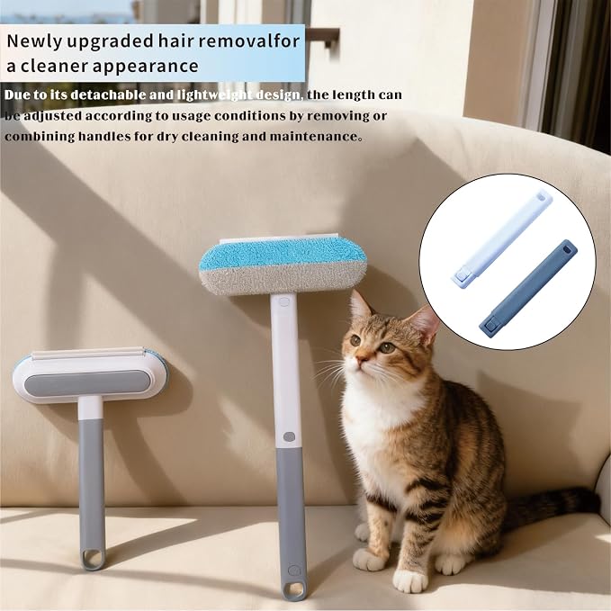 4 in 1 Pet Hair Remover, Reusable Washable Lint Brush for Dog and Cat Hair - Multifunctional Fur Removal Tool, 17.3Inch Adjustable Long Handle, for Couch, Furniture, Carpet, Car Seat, Clothes, Bedding