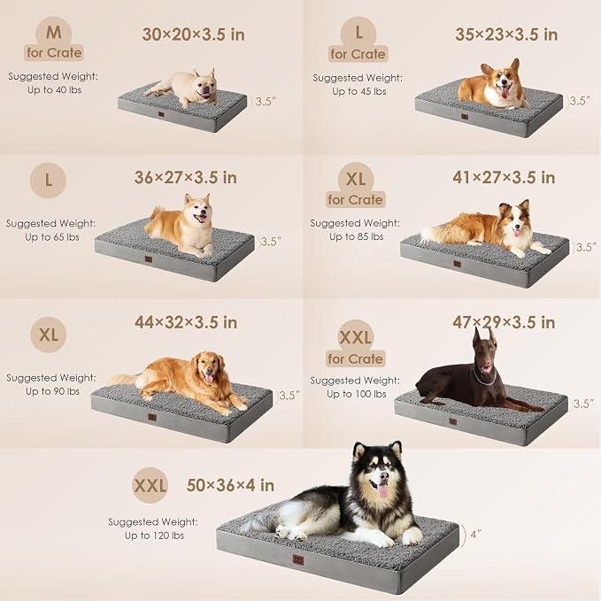 EHEYCIGA Orthopedic Dog Bed Extra Large with Removable Washable Cover, 41IN | Egg Crate Foam Support, Durable Oxford fabric, Non-Slip Bottom, Machine Washable, Soft Waterproof Plush Pet Bed Mat For Crate