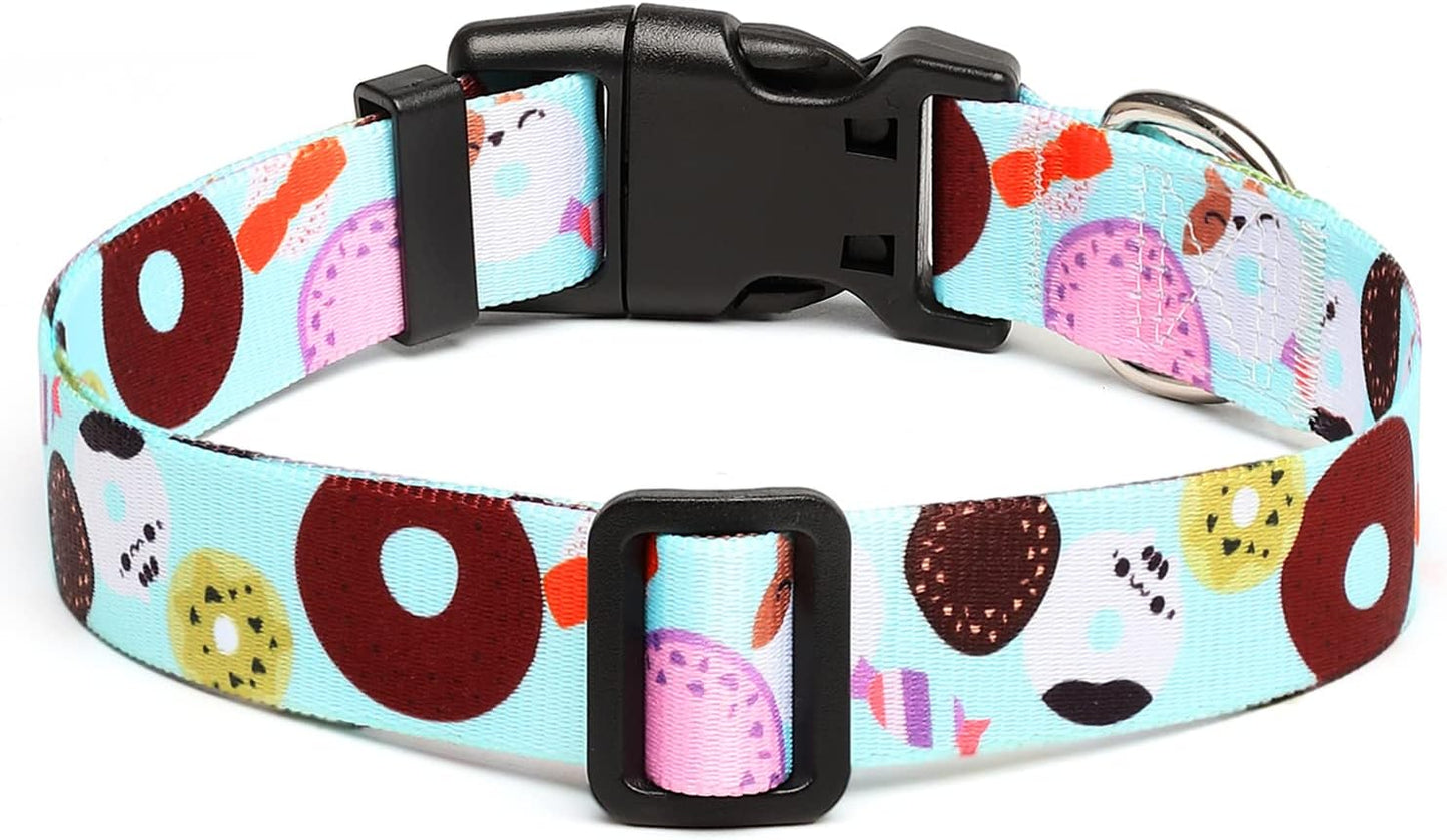Mercano Adjustable Dog Collar - Special Design Patterns, Soft Nylon Comfortable Durable Pet Collar for Small Medium Large Dogs (XS, Blue Cookie)
