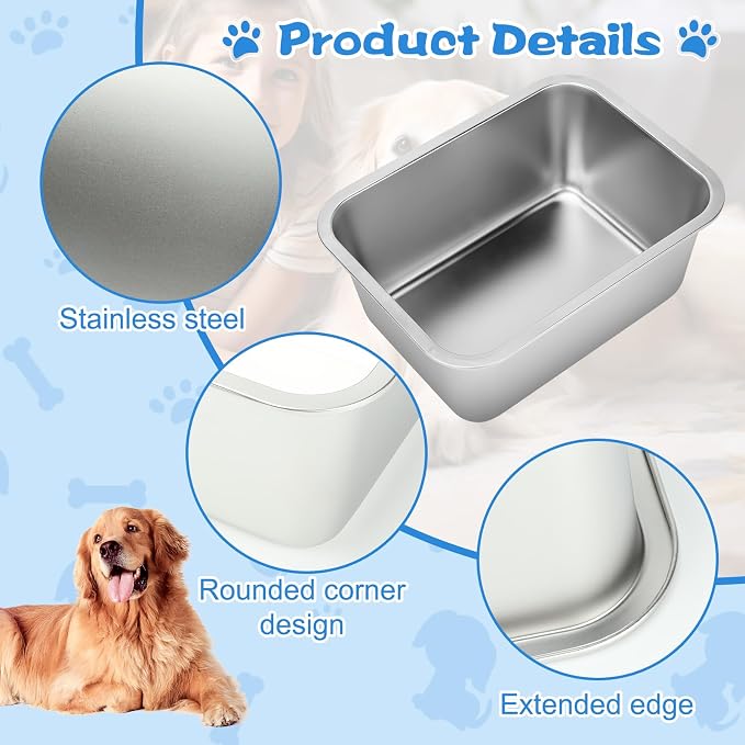 YUEPET Large Stainless Steel Dog Water Bowl, 4 Gallon Bowl for L Dogs | Outdoor Dog Water Bowl, 4 Gallon Capacity, Food and Water Use, Rounded Corners, Raised Edge, Easy to Clean, XL Dogs
