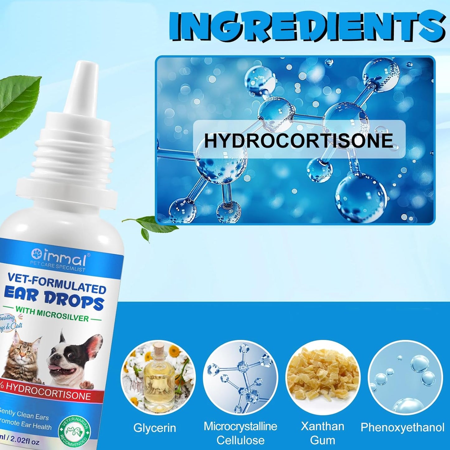 Dog Ear Infection Treatment, Cat & Dog Ear Cleaner for Itchy Relief, Antiseptic,Waxing,Cleansing, Ear Mite Treatment for Dog Cats, Yeast Ears Infection Treatment for Dogs, 2.02fl.oz