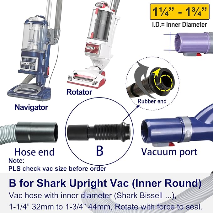 Portek Dog Brush Vacuum Attachment for Shark Navigator Lift Away NV360 Rotator NV501 Rocket HV301 HV322 Stratos AZ300, Pet Hair Shedding Grooming Tool Kit with Extension Hose Adapters