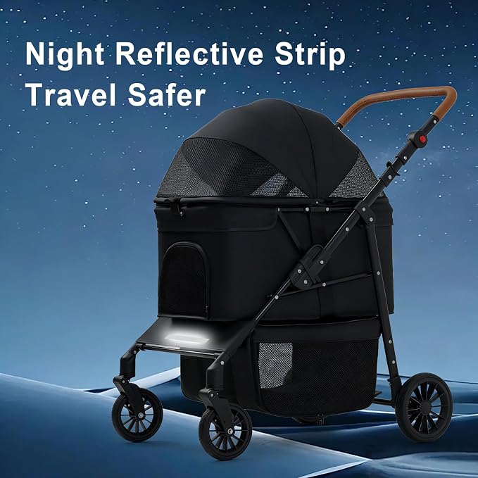 Medium Pet Stroller for Small & Medium Dogs, Double Dog Stroller for 2 Dogs, 80 Lbs Capacity Lightweight Integrated Design, Easy Setup Durable Pet Cart with Safe & Comfort Travel