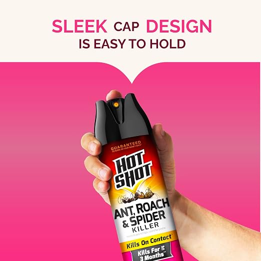 Hot Shot Ant, Roach & Spider Killer, 17.5 Ounces, Kills Roaches and Listed Ants on Contact, Indoor & Outdoor Insecticide Spray, 3 Pack