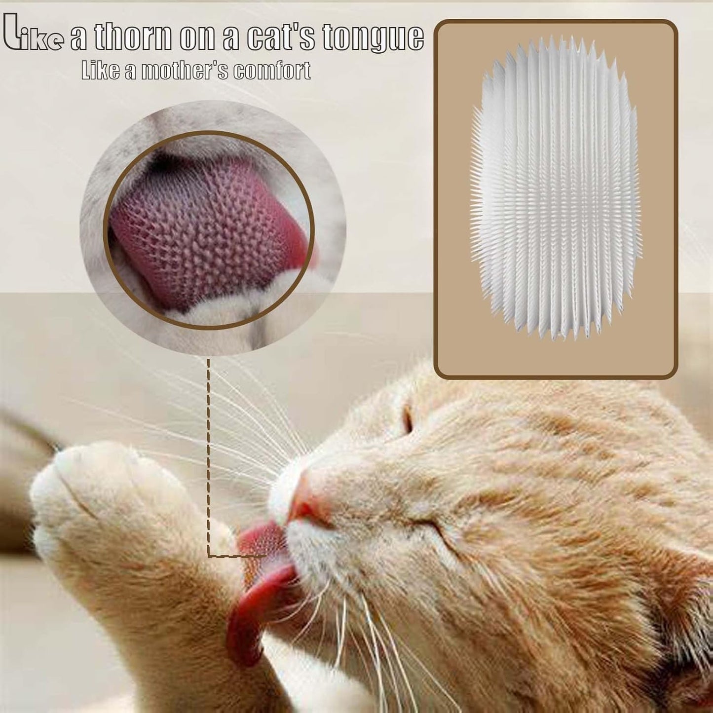 SoarExcelleryy Soft Fur Cat Brush - Over 1000 gentle cat tongue brushes with prickly serrations, suitable for sensitive cats - comfortable, lightweight, gentle, perfect for enhancing intimacy (Orange)