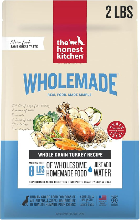 The Honest Kitchen Human Grade Wholemade™ Dehydrated Whole Grain Turkey Dog Food - Complete & Balanced Meal or Topper - 2 lb Bag