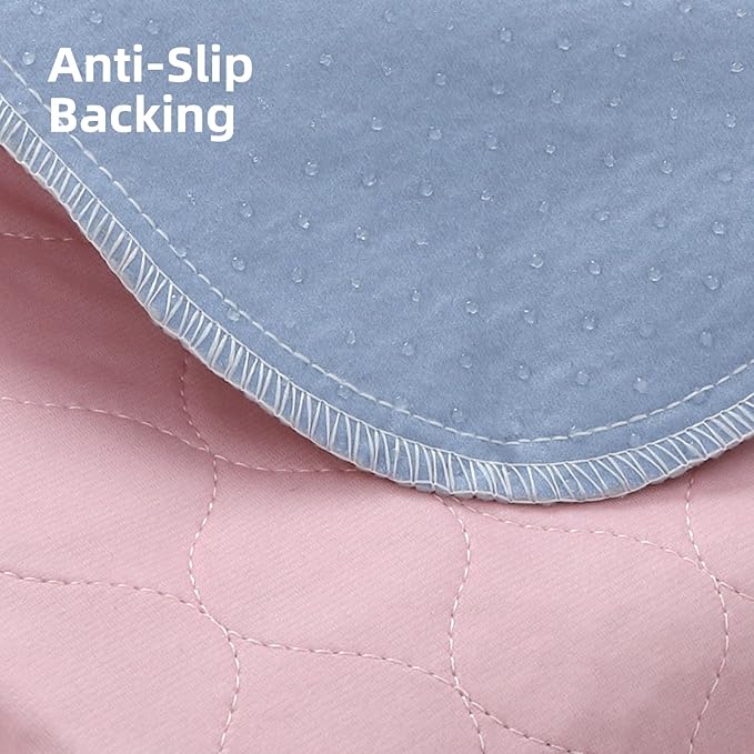 PUPTECK Washable Pee Pads for Dogs - Waterproof Reusable Puppy Potty Training Pads Whelping Mat - Fast Absorption Non-Slip Pet Food Feeding Mat (Pink, 34x36 Inch (Pack of 2))