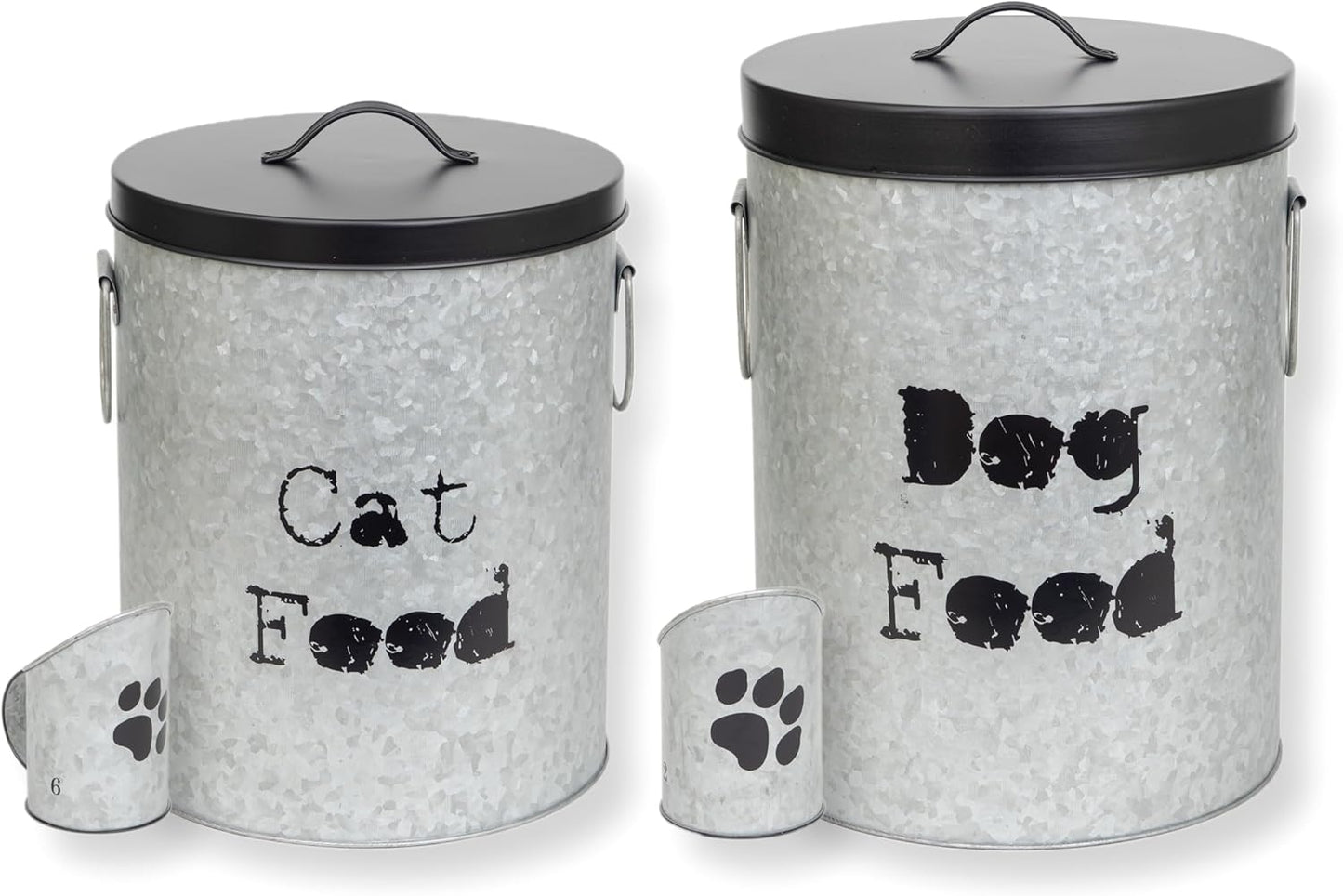 Medium 40lb Dog & 30lb Cat Pet Food Storage Canister with Scoop Combination – Durable & Airtight for Freshnesss, Minimalist Design & Recyclable, Medium Metal Container