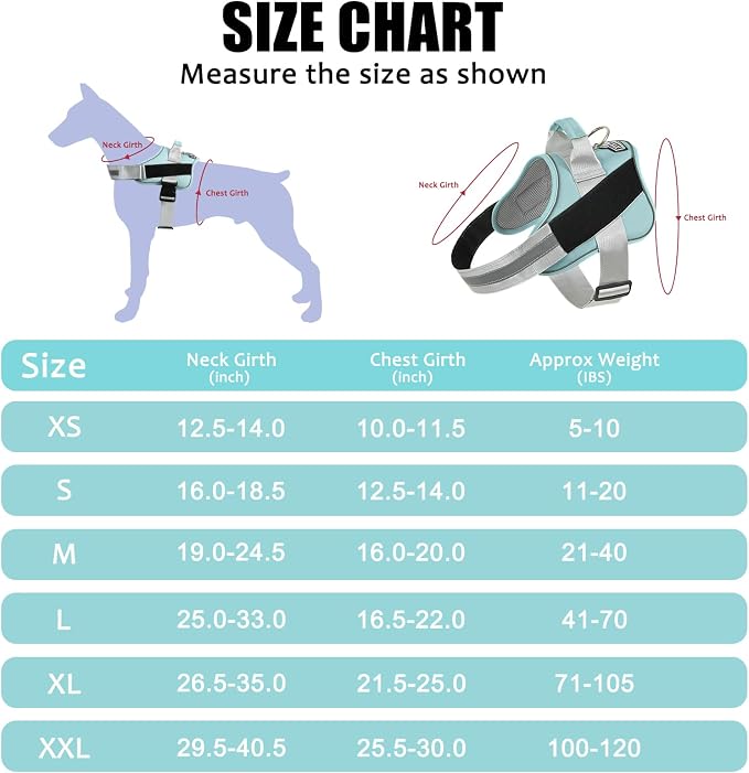 Dog Harness, No-Pull Reflective Dog Vest, Breathable Adjustable Pet Harness with Handle for Outdoor Walking - No More Pulling, Tugging or Choking