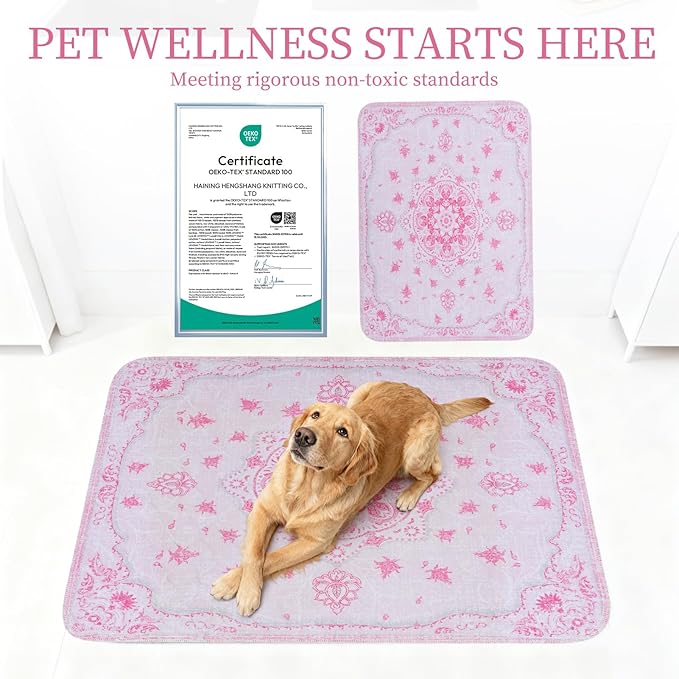 Homimp Washable Pee Pads for Dogs, 2 Pack Reusable Puppy Pads Waterproof, Absorbent and Leakproof Dog Pee Pads, Non Slip Puppy Training Pads, Pet Mat for Floor,Crate,Couch,Whelping,Pink, 36"x36"